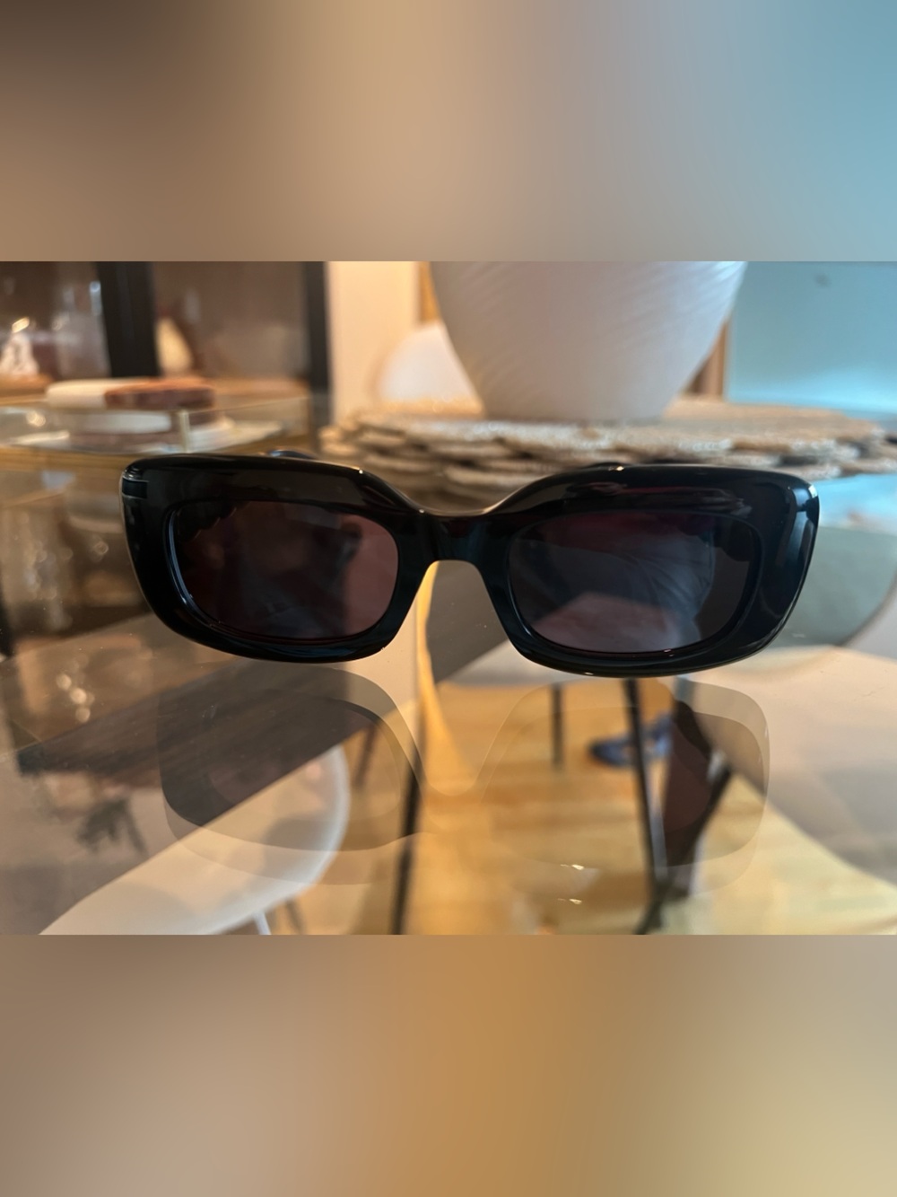 Lanvin Black Rectangular Women's Sunglasses